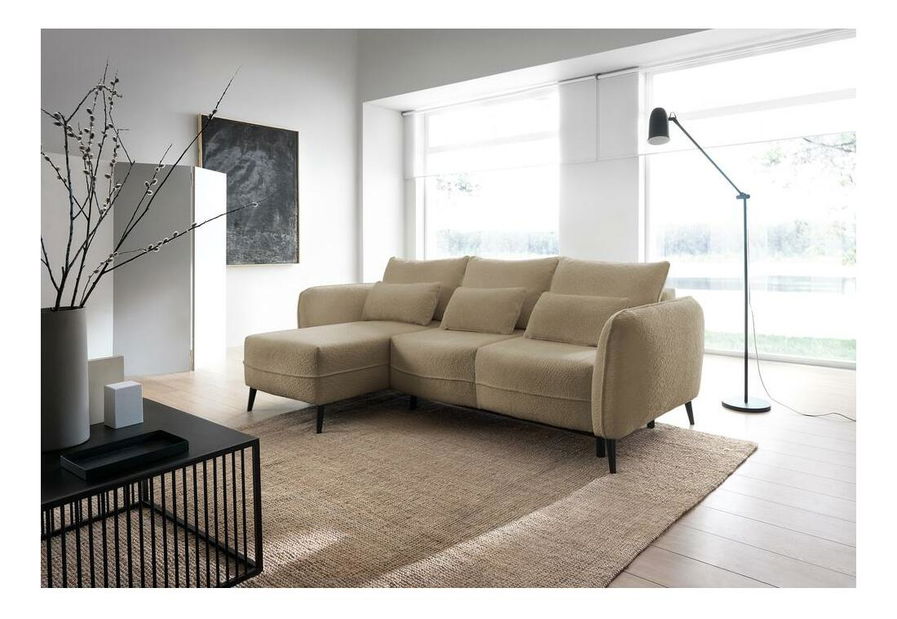 Rohová sedací souprava Eilish (L) (světlobéžová + černá)