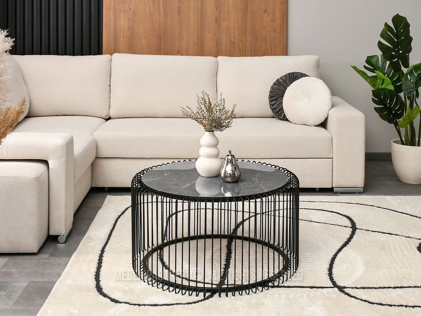 Konferenční stolek Nils Xl (šedý mramor + černá)