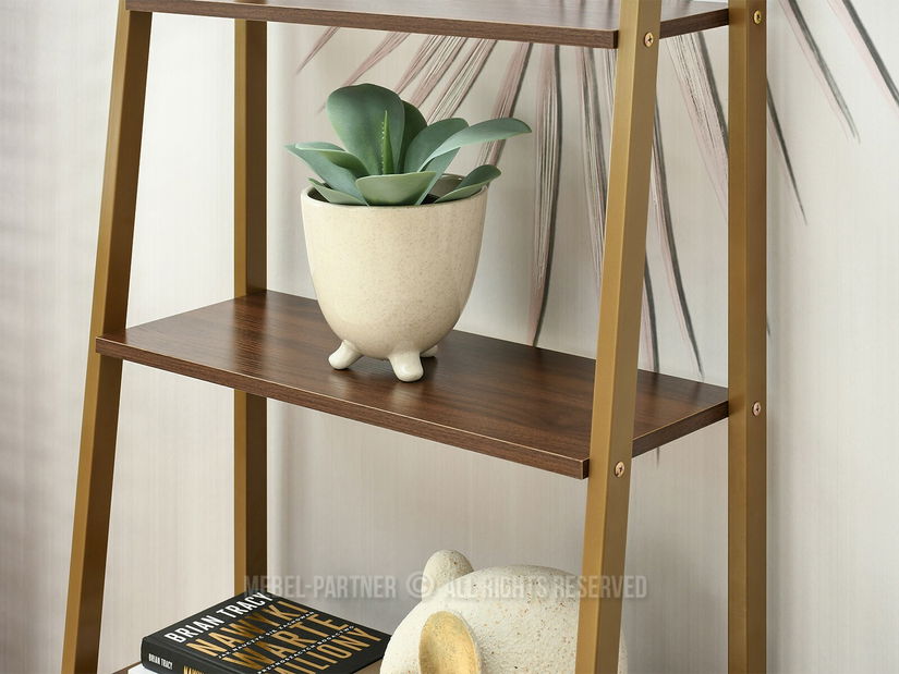 Regál Jeans (ořech + zlatá)