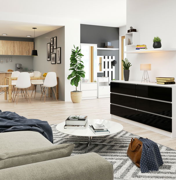 Komoda Koa III (černý lesk)