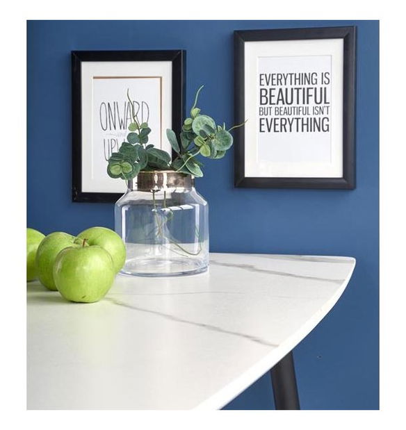 Jídelní stůl Marcie (mramor bílý + černá)