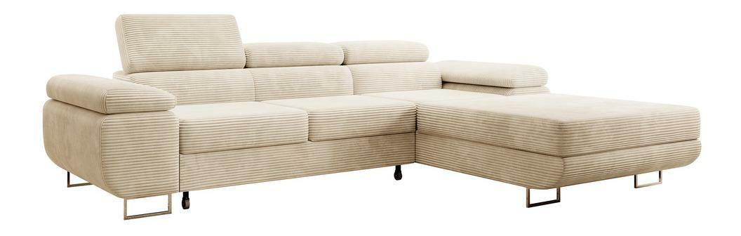 Rohová sedací souprava Grande (P) (světlobéžová + chromová)