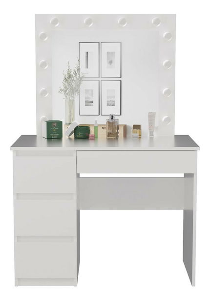 Toaletní stolek Micras 2 (bílá) (L) (se zrcadlem) (s LED osvětlením)