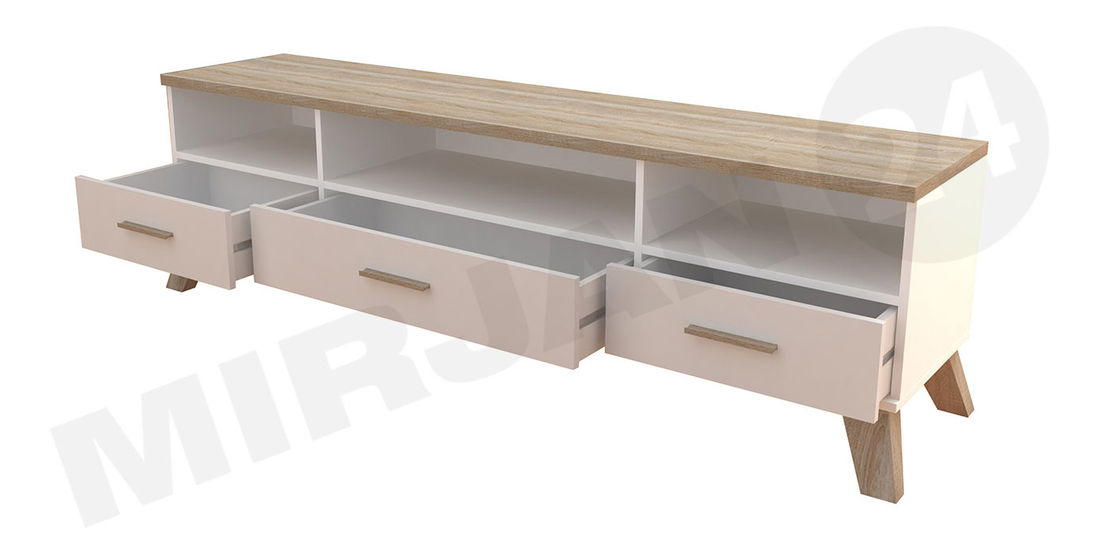 TV skříňka Sanna 180 3S3K RTV (briliantově bílá matná + dub sonoma) *bazar