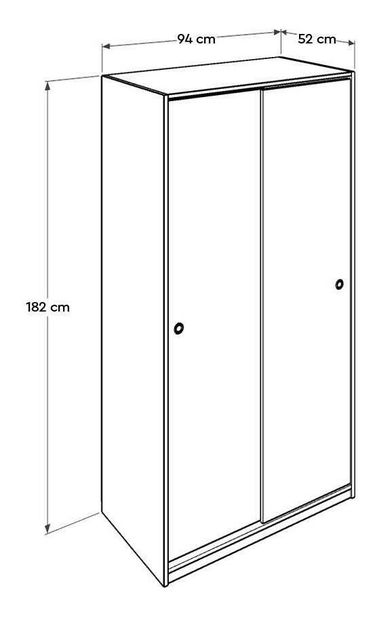 Šatní skříň s posuvnými dveřmi Seworella 1 (lososová bílá + světlé dřevo)