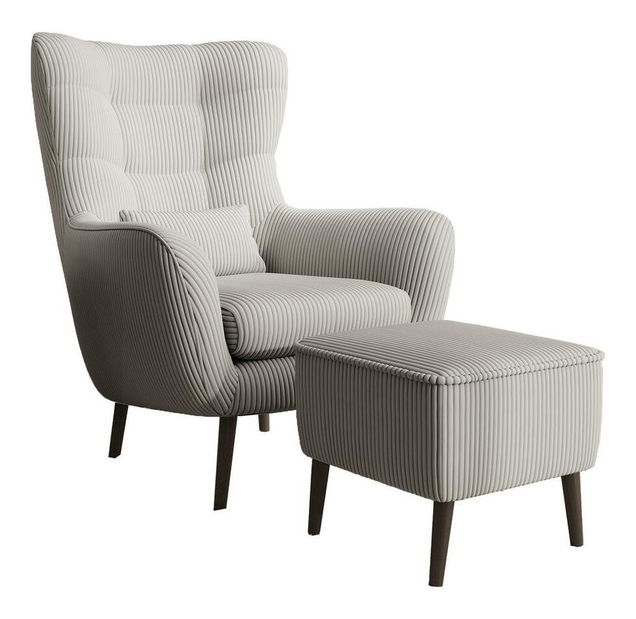 Křeslo s podnožkou Veneza VZ2 (světle šedá + černá)