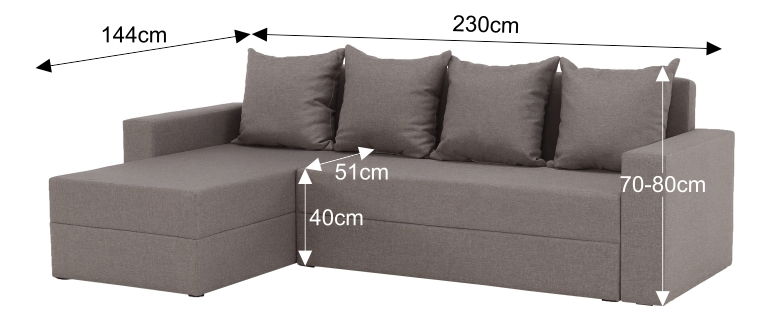 Rohová sedací souprava Thordis (capuccino)