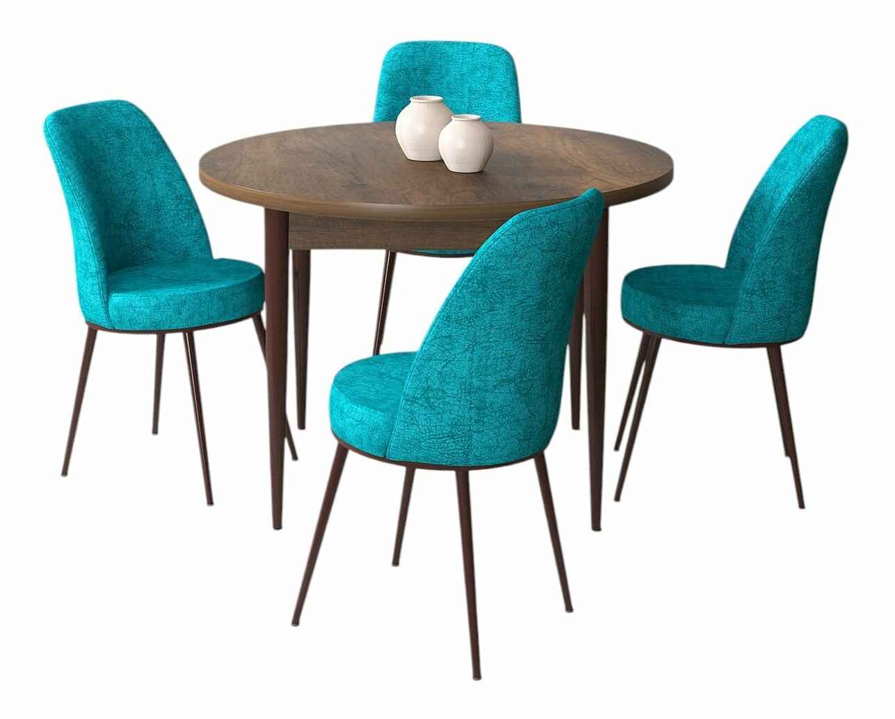 Jídelní set Torra (ořech barokní + tyrkysová) (pro 4 osoby)