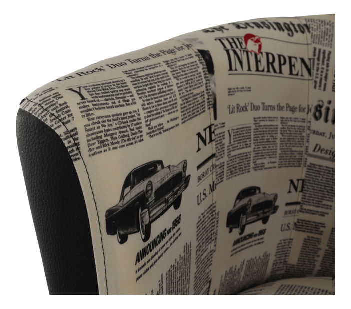 Křeslo Cubali (vzor noviny + černá)