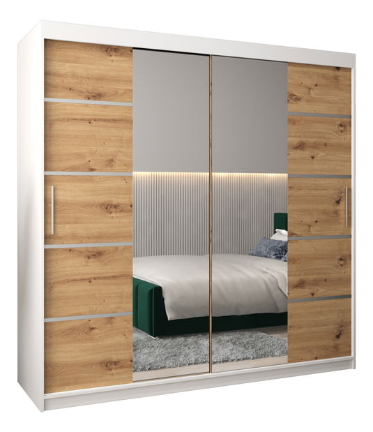 Šatní skříň 200 cm Verika 4 200 (bílá + dub sonoma)