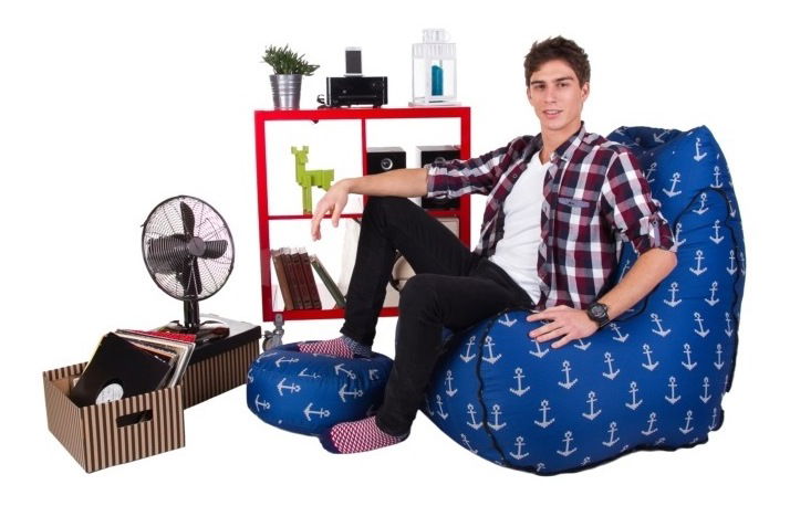 Sedací pytel s taburetkou Montana Zipp (modrá)