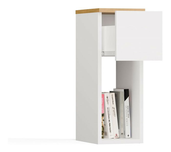 Noční stolek Gustaban 1 (bílá + dub artisan)