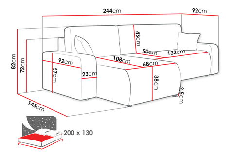 Rohová sedačka Euston LS (terakota) (s úl. prostorem)