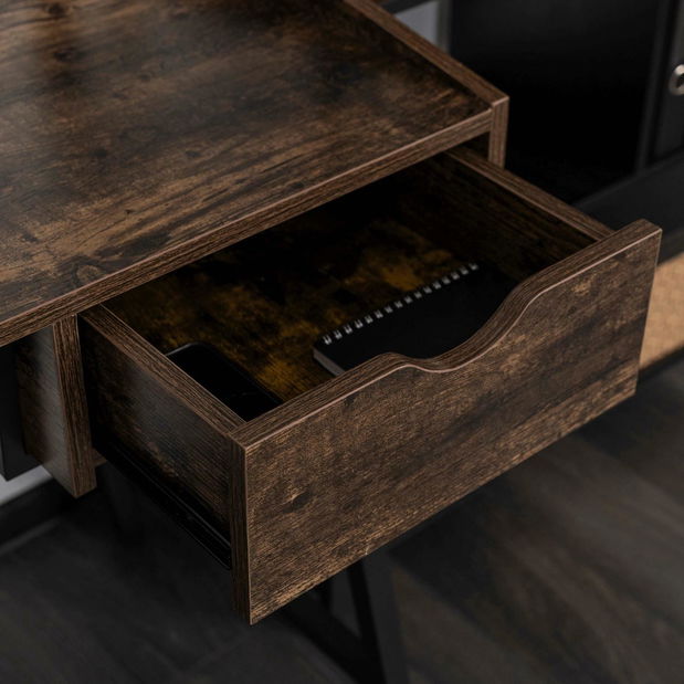 Psací stolek Igualada (dub rustikal + černá)