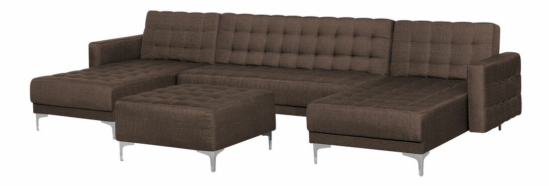 Rohová sedačka Aberlady (hmavě hnědá) (s taburetkou)