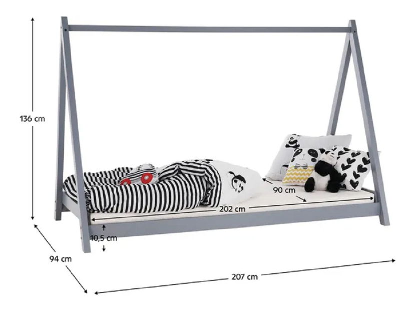 Jednolůžková postel 90 cm Gross (šedá)