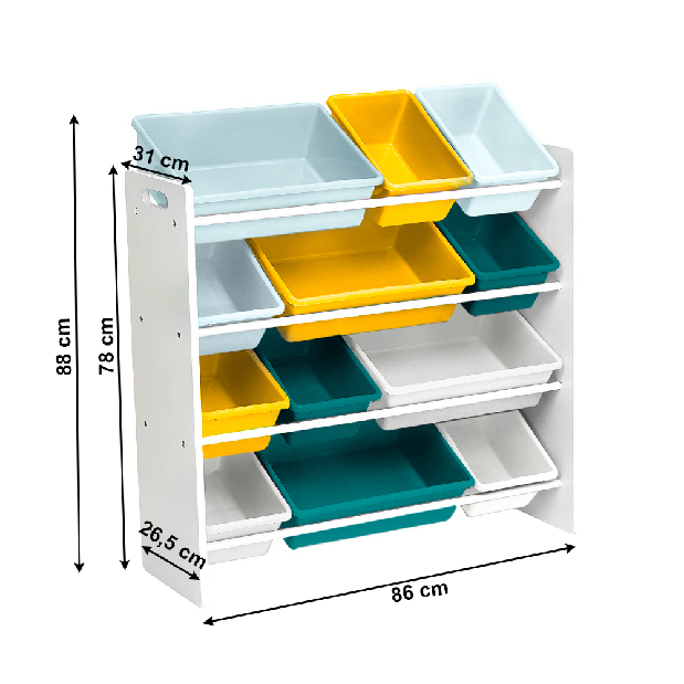 Organizér na hračky Malka (bílá + modrá + žlutá)
