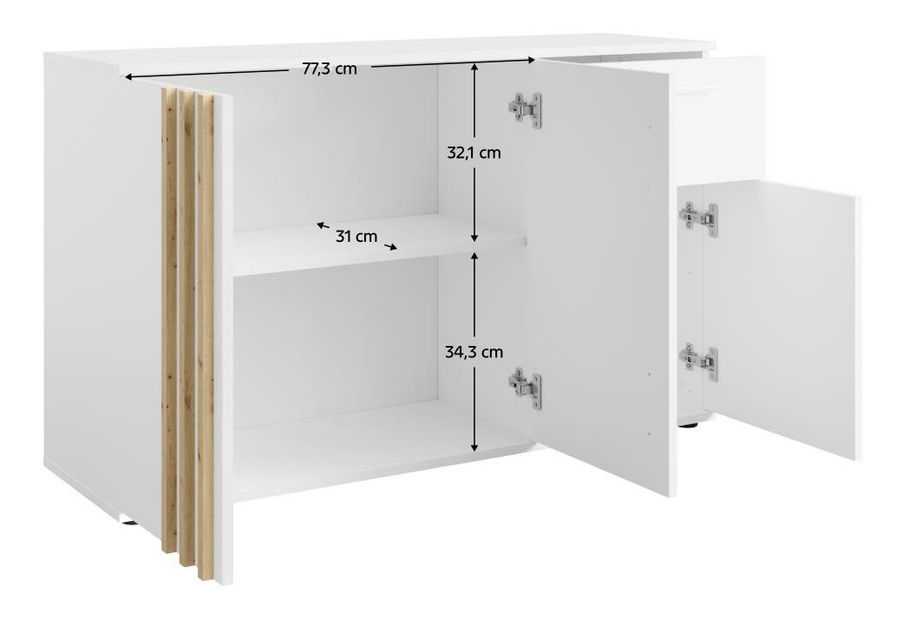Komoda Tullin 2 (bílá + dub artisan)