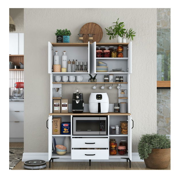 Policová skříň Jenaretta 168 (bílá + ořech)