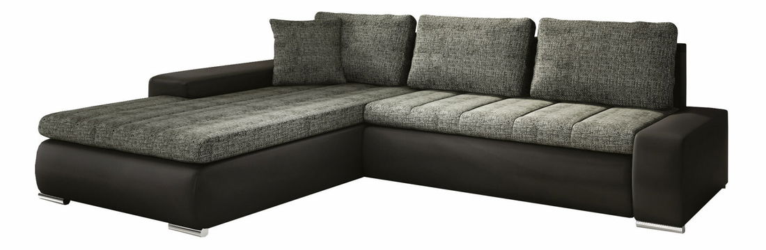 Rohová sedací souprava Tivano tmavě šedá + koženka černá (L)
