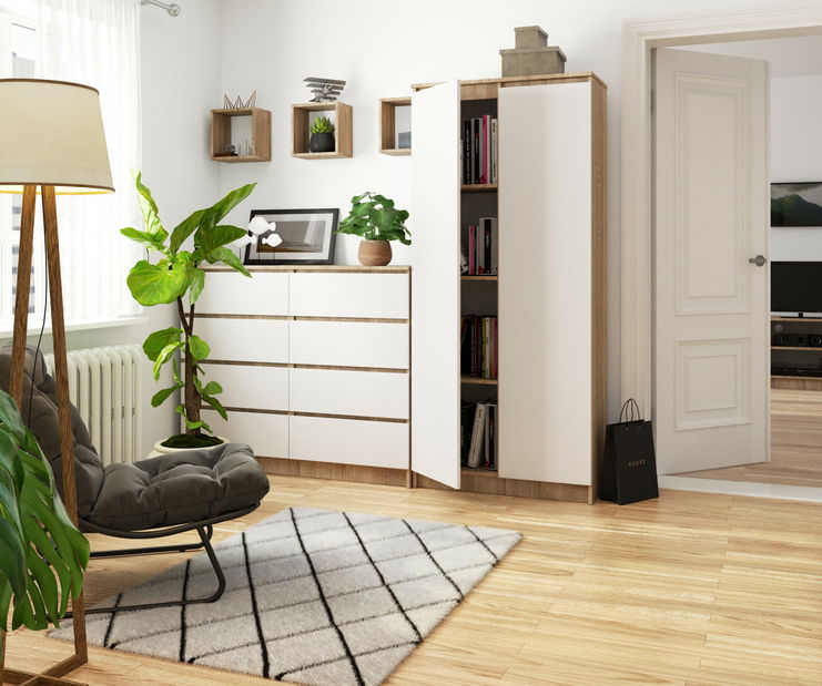 Policová skříň Rainer II (dub sonoma + bílá)