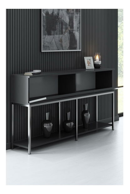 Konzolový stolek Vibubi 1 (antracit + stříbrná)