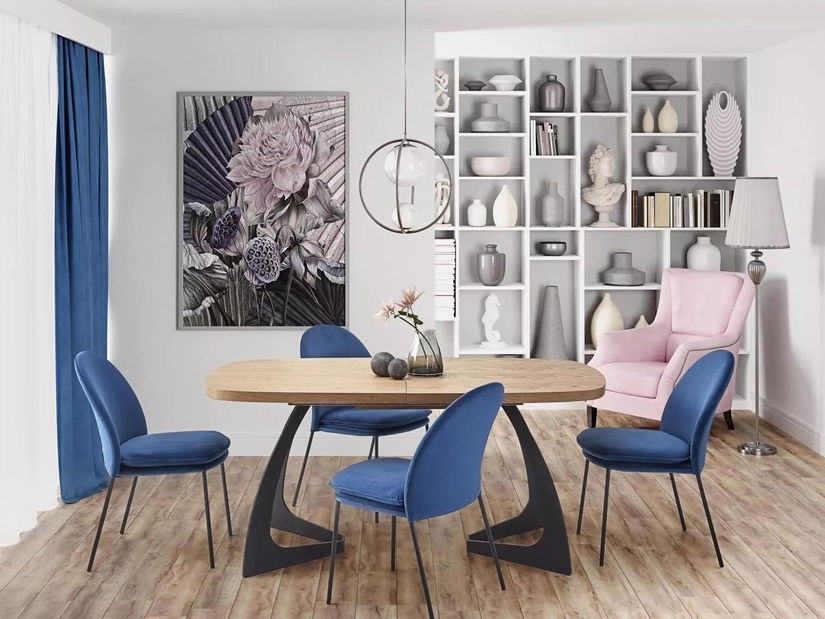 Jídelní židle Kemis (modrá + černá)