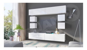 Obývací stěna Badiani XVI (bílá + bílá lesklá)