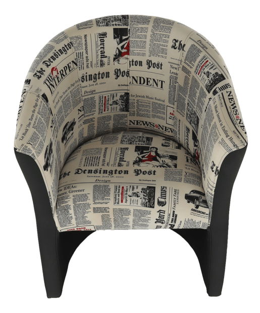 Křeslo Cubali (vzor noviny + černá)