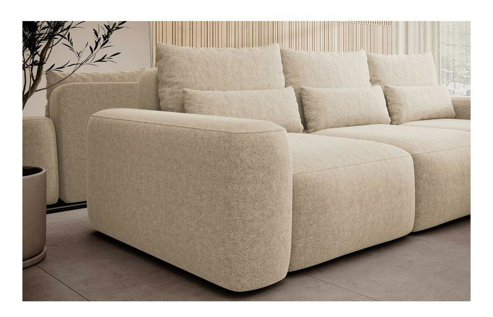 Rohová sedací souprava Carlito (P) (světlebéžová + černá)