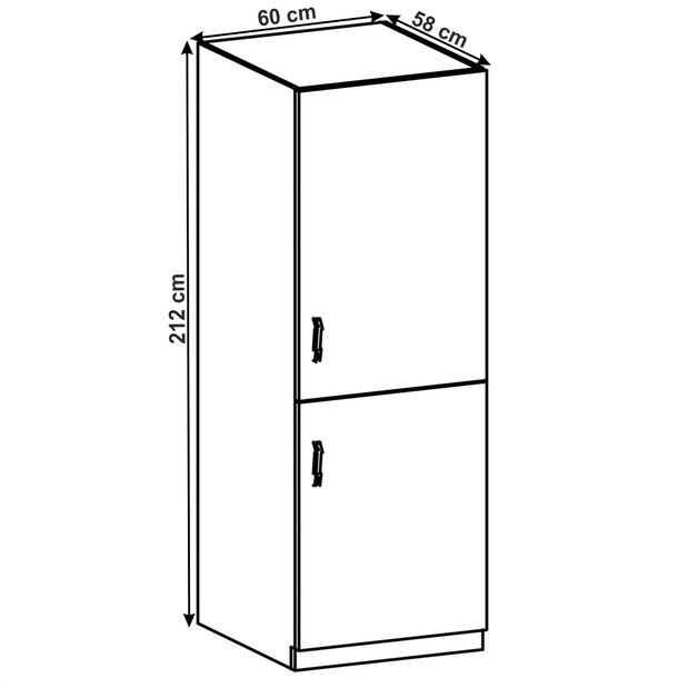 Kuchyňská skříňka na vestavnou ledničku D60ZL Lanaya (bílá + šedá matná) (P)