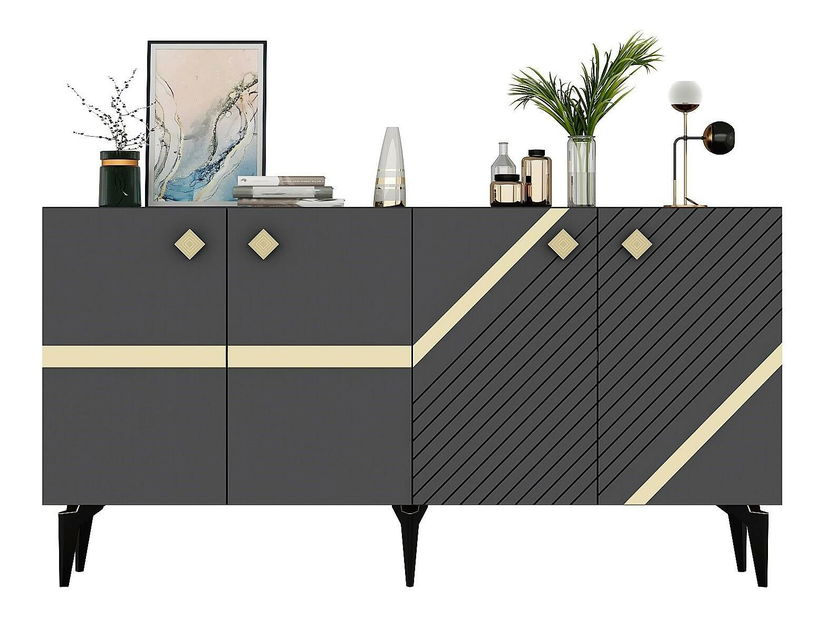 Skříňka Tabivo (antracit + zlatá)