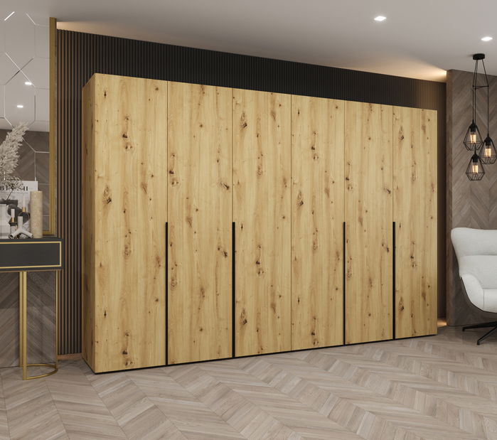 Šatní skříň 300 cm Alice 1 (dub artisan + černá)