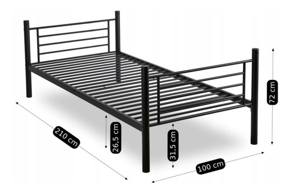 Dětská patrová postel 90 cm Riverside (černá) (s roštem)