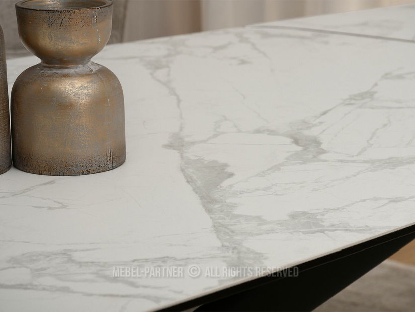 Jídelní stůl Denzel (bílý mramor + černá)