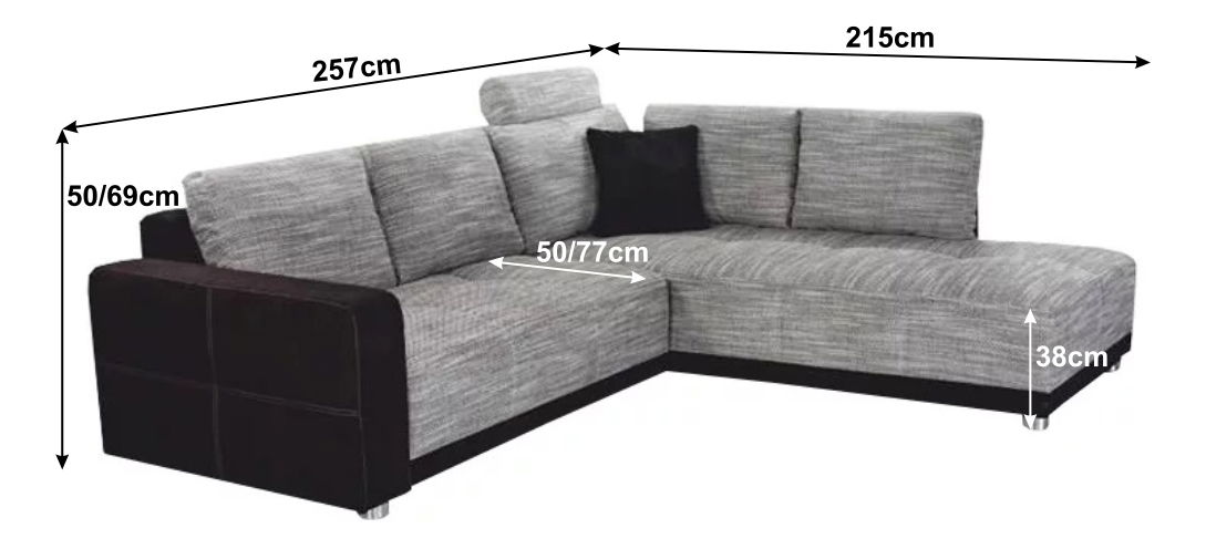 Rohová sedací souprava Olubria (černá + šedá) (P)