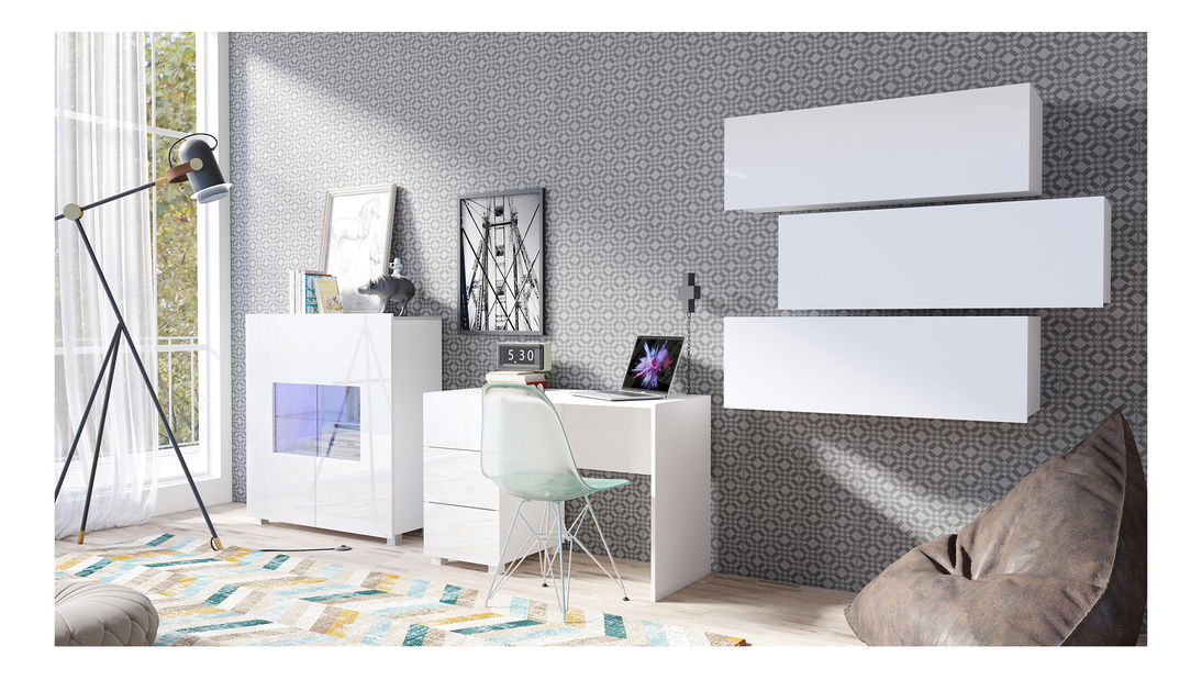 Studentský pokoj Calabria C15 (bílý) (bez osvětlení)