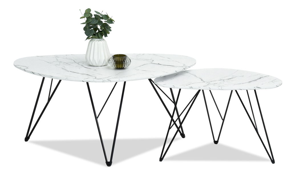 Konferenční stolek Rave Zest Xl (bílý mramor + černá)
