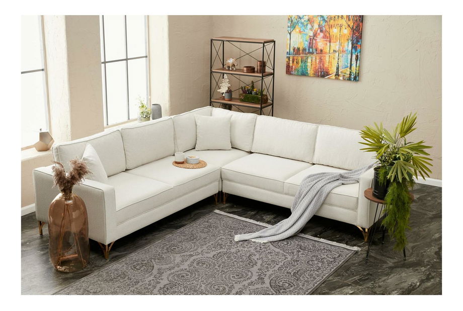 Rohová sedačka Berlunetta (krémová + zlatá)