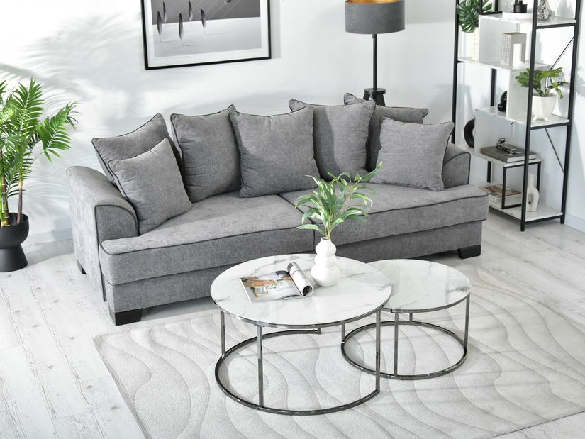 Konferenční stolek Grande (bílý mramor + černá)