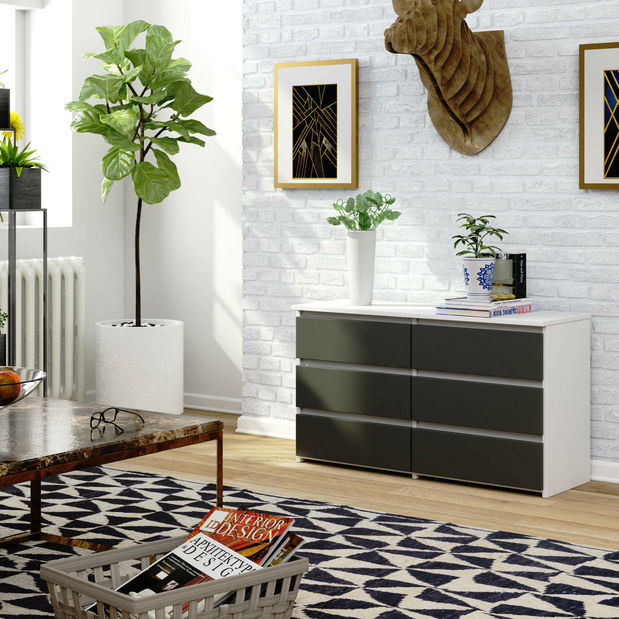 Komoda Crueldad (bílá + grafit)