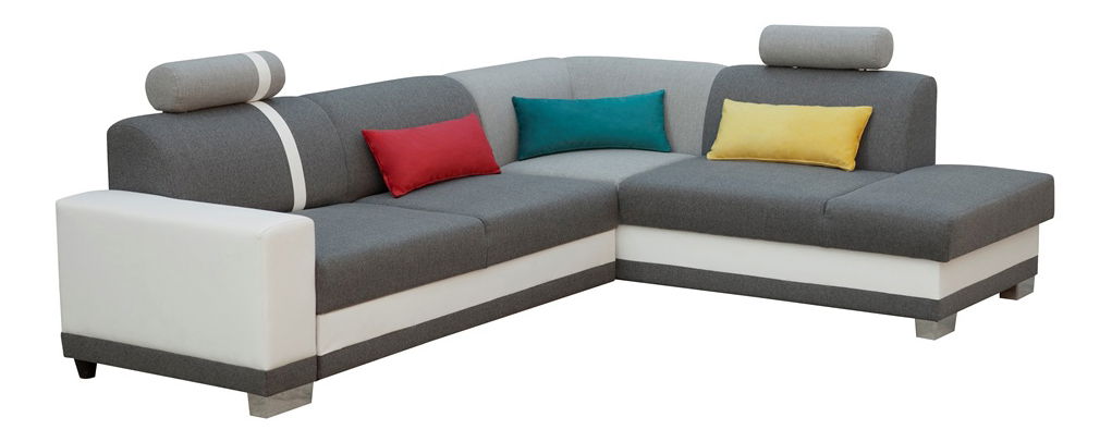 Rohová sedací souprava Virgo (šedá + bílá) (P)