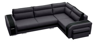 Rohová sedací souprava Asperata (tmavěšedá + černá) (P)