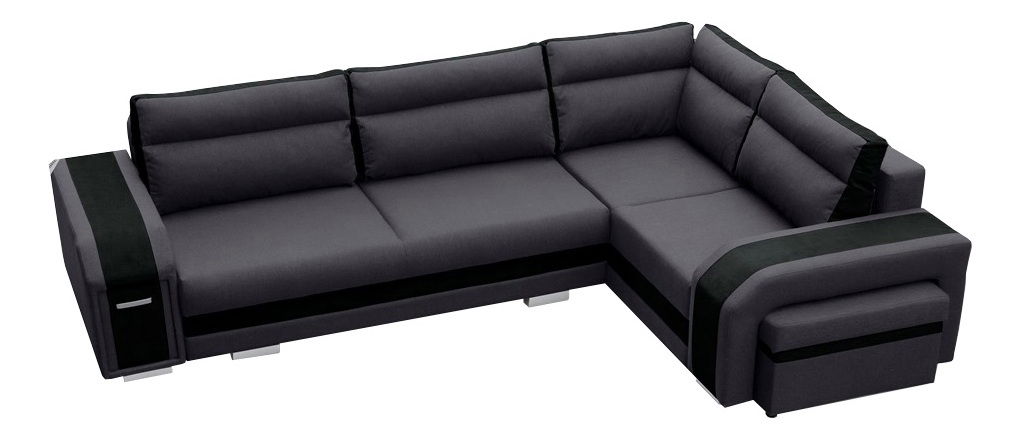 Rohová sedací souprava Asperata (tmavěšedá + černá) (P)