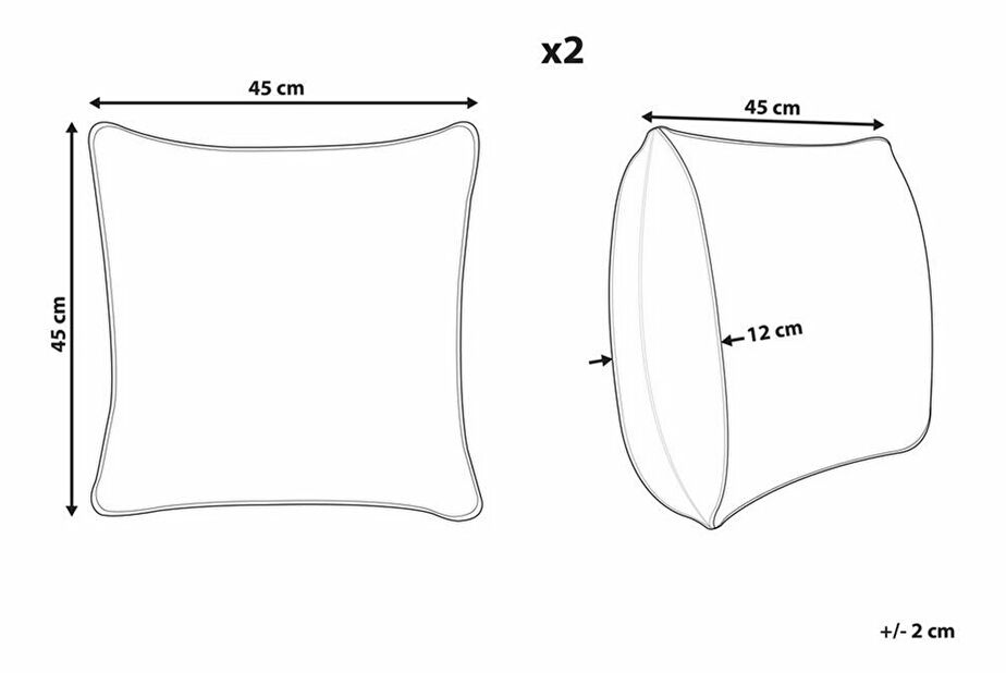 Sada 2 ozdobných polštářů 45 x 45 cm Garden (modrá)