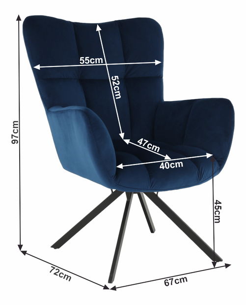 Křeslo Kimora (tmavomodrá + černá)