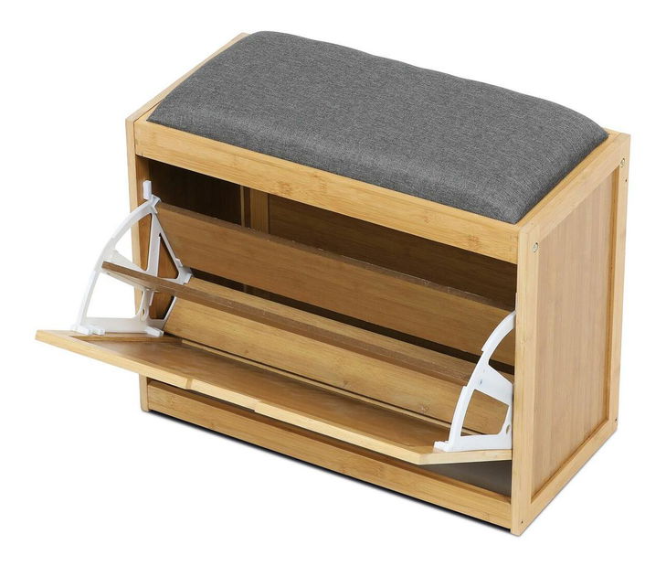 Botník (skříňka na boty) Desagrade (bambus + šedá)