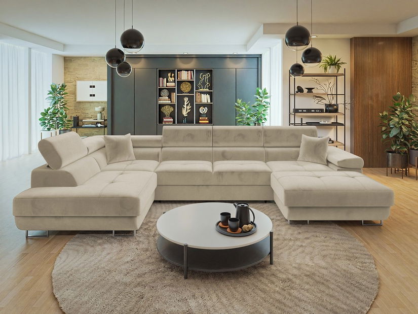 Rohová sedačka U Terazuro Bis (béžová) (s úl. prostorem) (L)