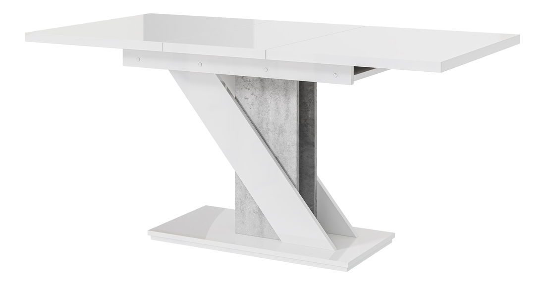 Jídelní stůl Mevenis (lesk bílý + kámen) (pro 4 až 6 osob)