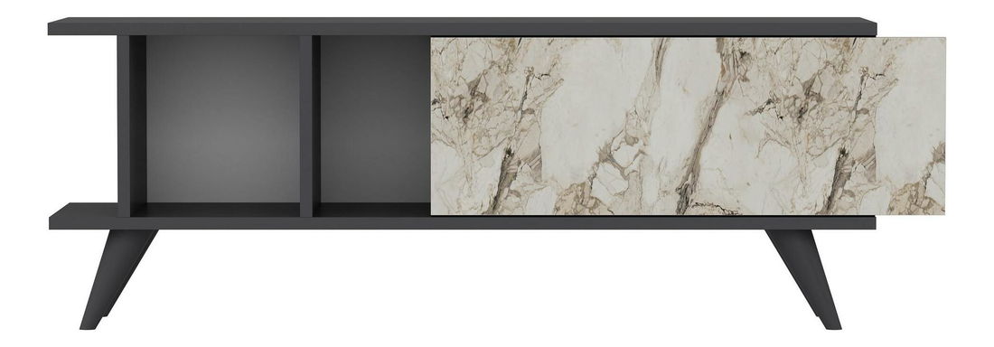TV stolek/skříňka Tavuki (antracit + mramor)